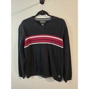 Vtg 90s Eddie Bauer Mens Medium Striped Heavy Ribbed Knit Skater 90s Grunge
